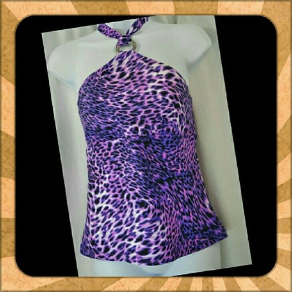 NWT Dana Buchman Lavender Animal Print Tankini top - Picture 1 of 2